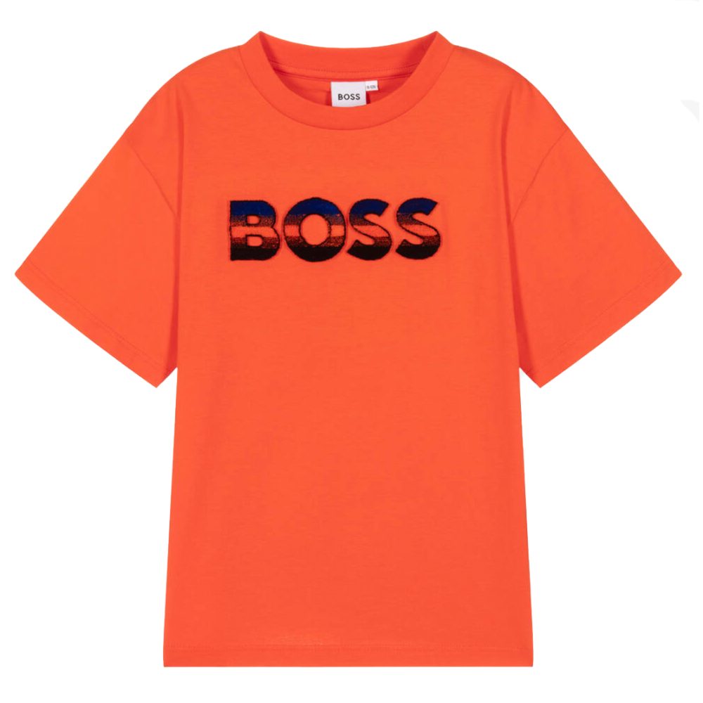 BOSS Orange Velour Logo Tshirt - Poppydoll