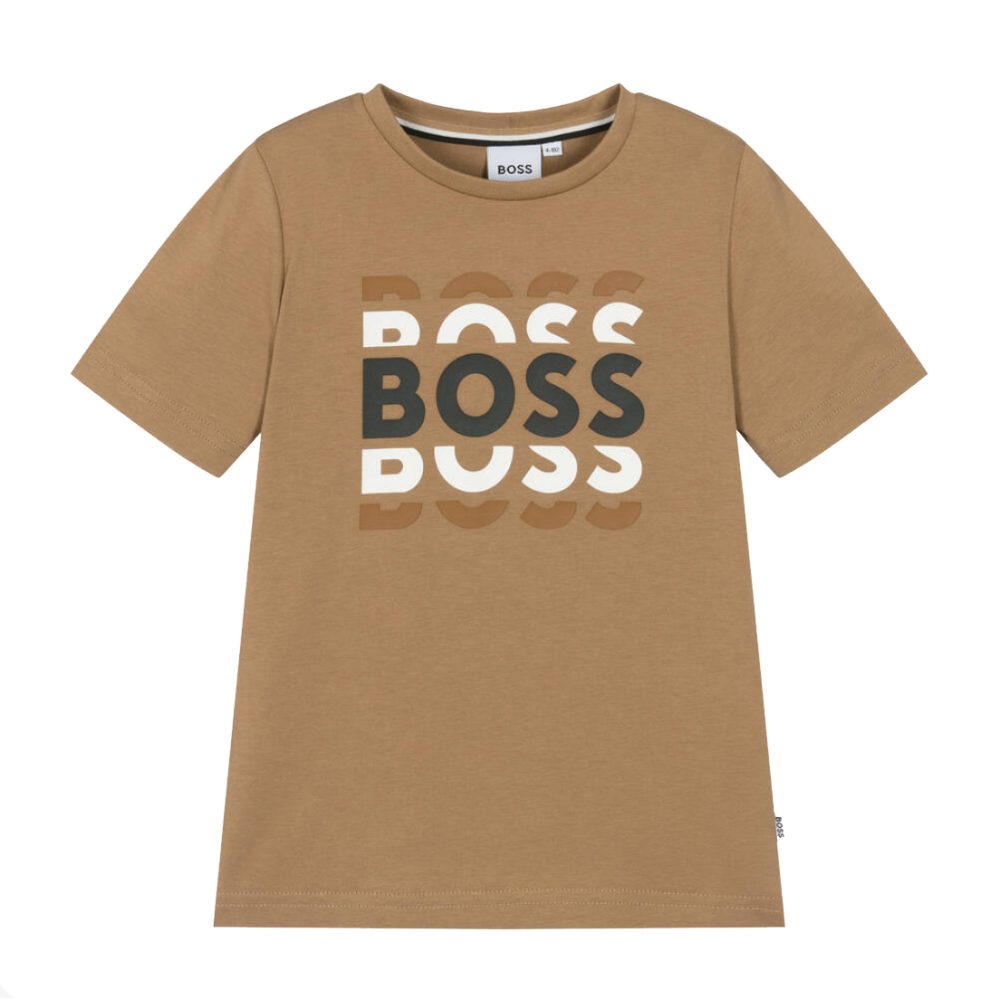 BOSS Beige Triple Logo Tshirt - Poppydoll